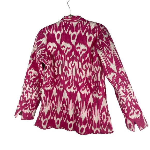 Gretchen Scott Designs Womens Reversible Ikat Cardigan S Pink & Green - Picture 4 of 5